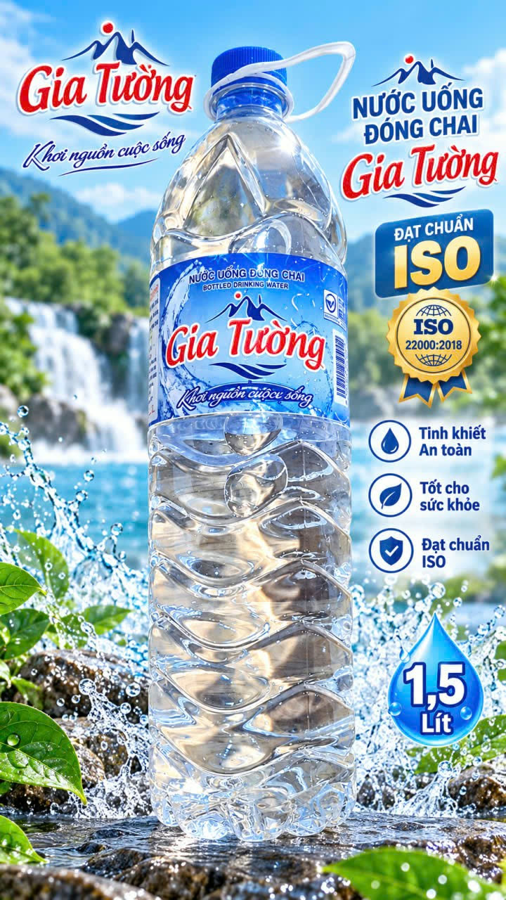 Nước uống đóng chai Gia Tường 1,5 lít