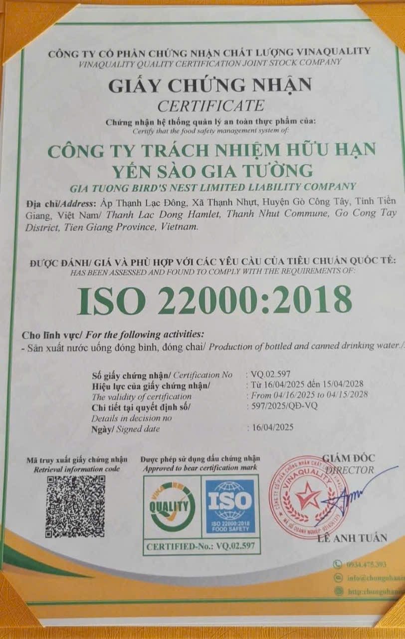 Chứng nhận ISO 22000:2018 — Vinaquality